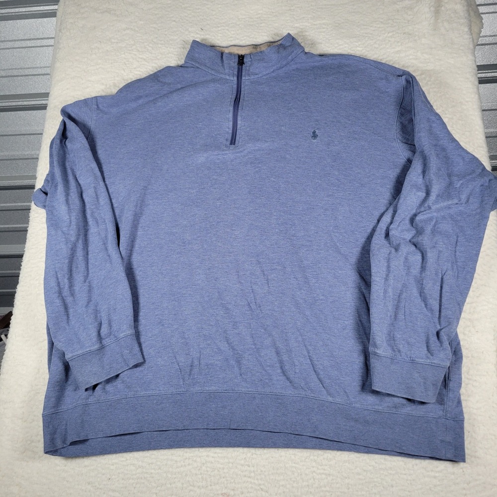 Polo Ralph Lauren Quarter Zip Pullover Mens 3XLT Blue Heathered Pony Logo